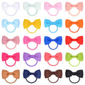 80 pack of tiny hair ties with multi-coloured grosgrain ribbon bows, elastic bands, for baby girls