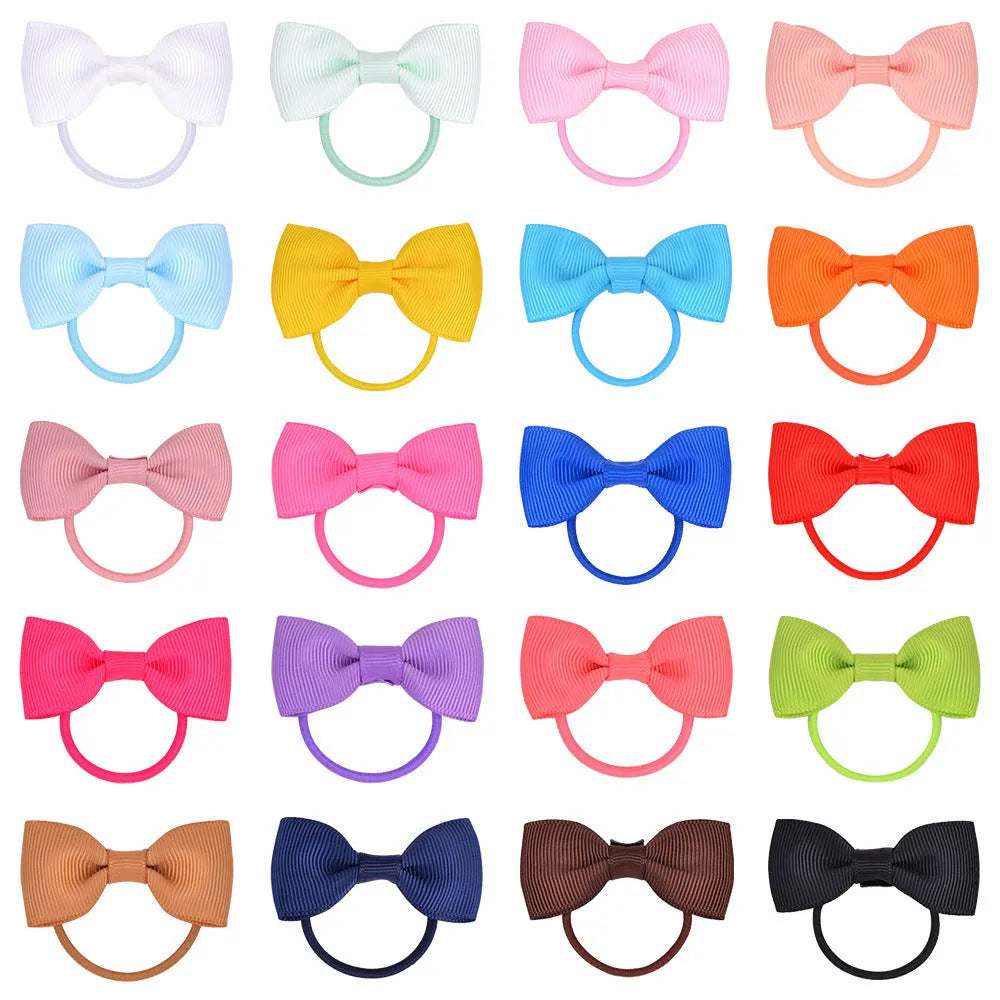 80 pack of tiny hair ties with multi-coloured grosgrain ribbon bows, elastic bands, for baby girls
