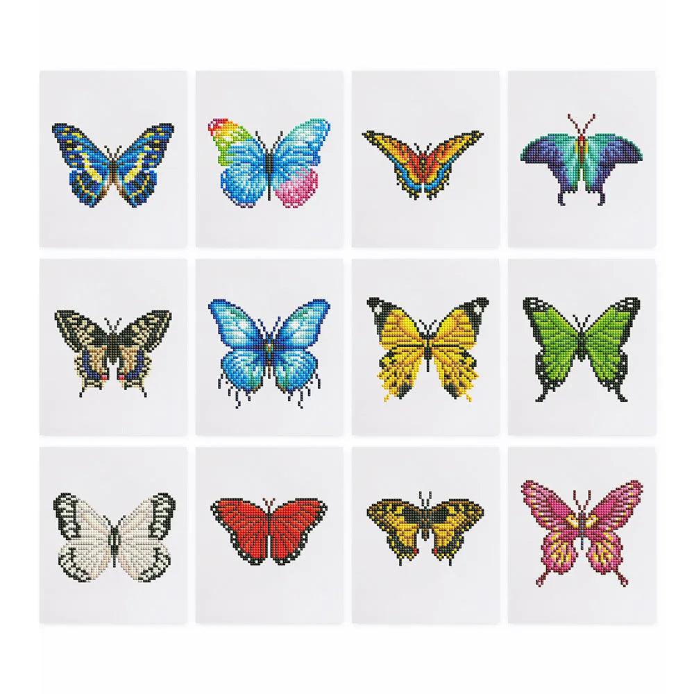 12 piece diamond painting kit set frameless acrylic 15x15cm with flower and animal themes