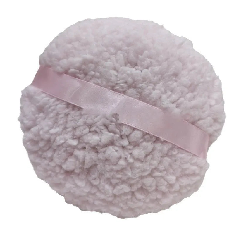 Oversized rectangular plush powder puff for dry makeup application in white colour