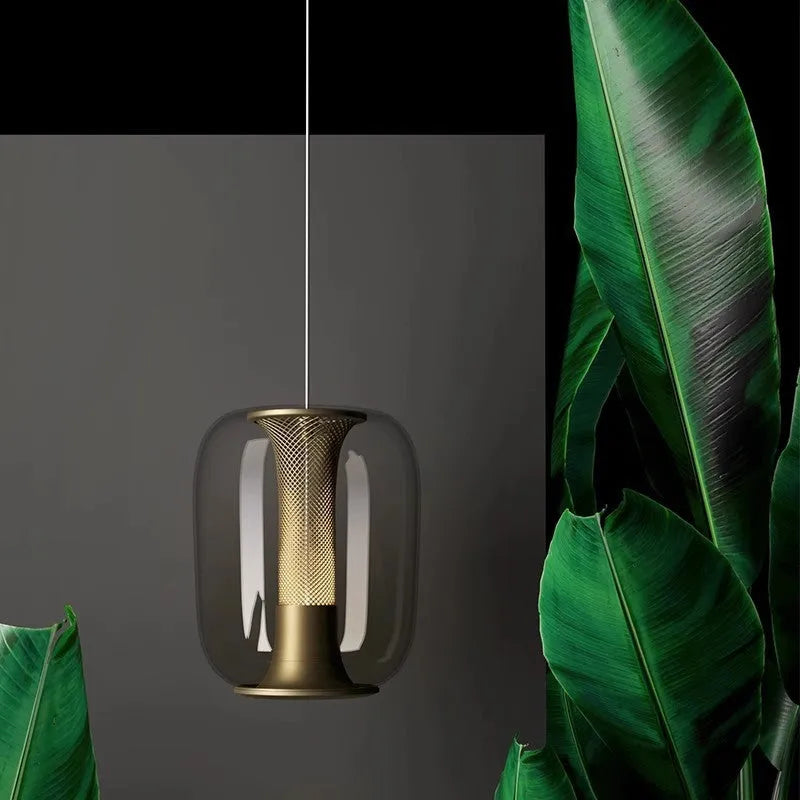 Minimalist glass dome chandelier in transparent, cognac or smoky grey colour