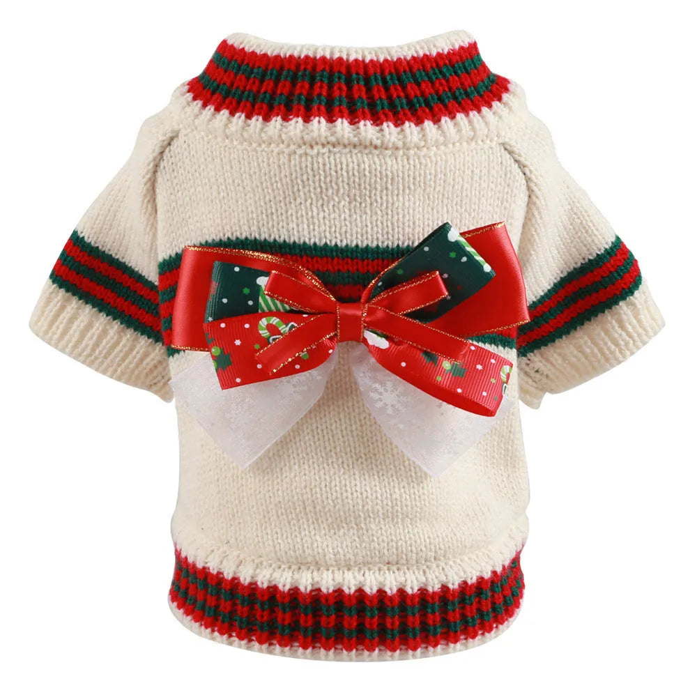Christmas dog jumper in red polyester fleece with festive pattern for medium-sized dog