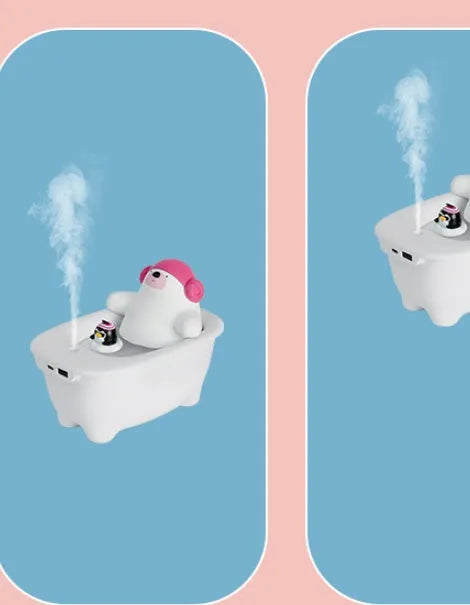 White USB air humidifier with 550ml water tank and adjustable mist control