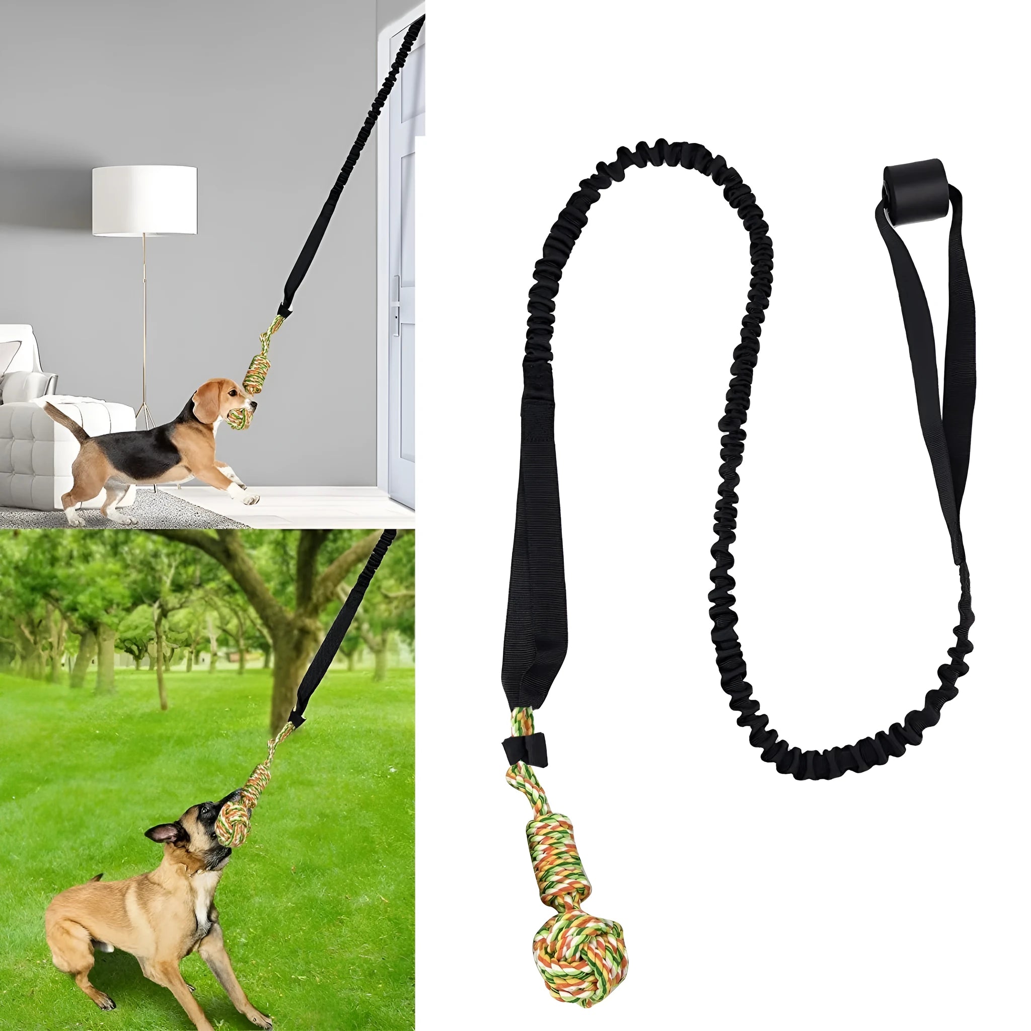 Cotton rope dog tug of war toy in black, grey or red for interactive play