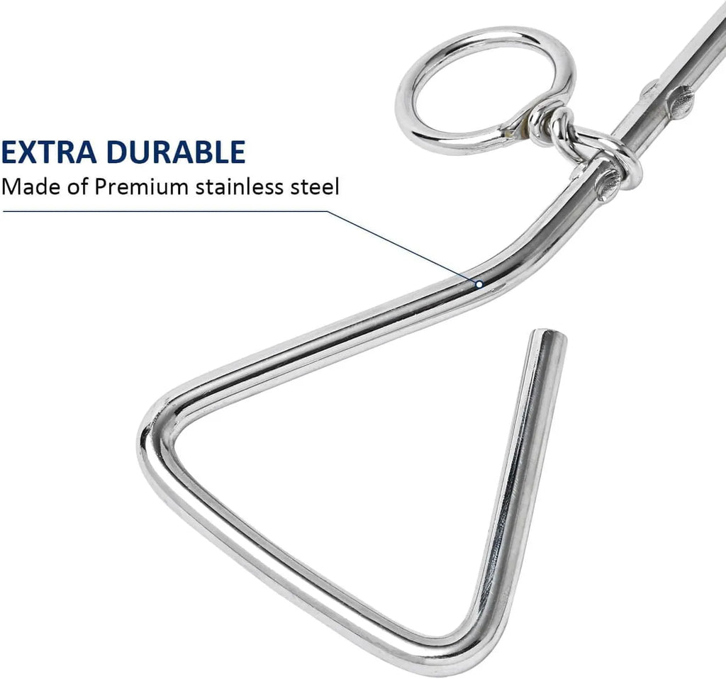 Silver spiral dog tie out stake made of solid steel for outdoor tethering in sandy soil
