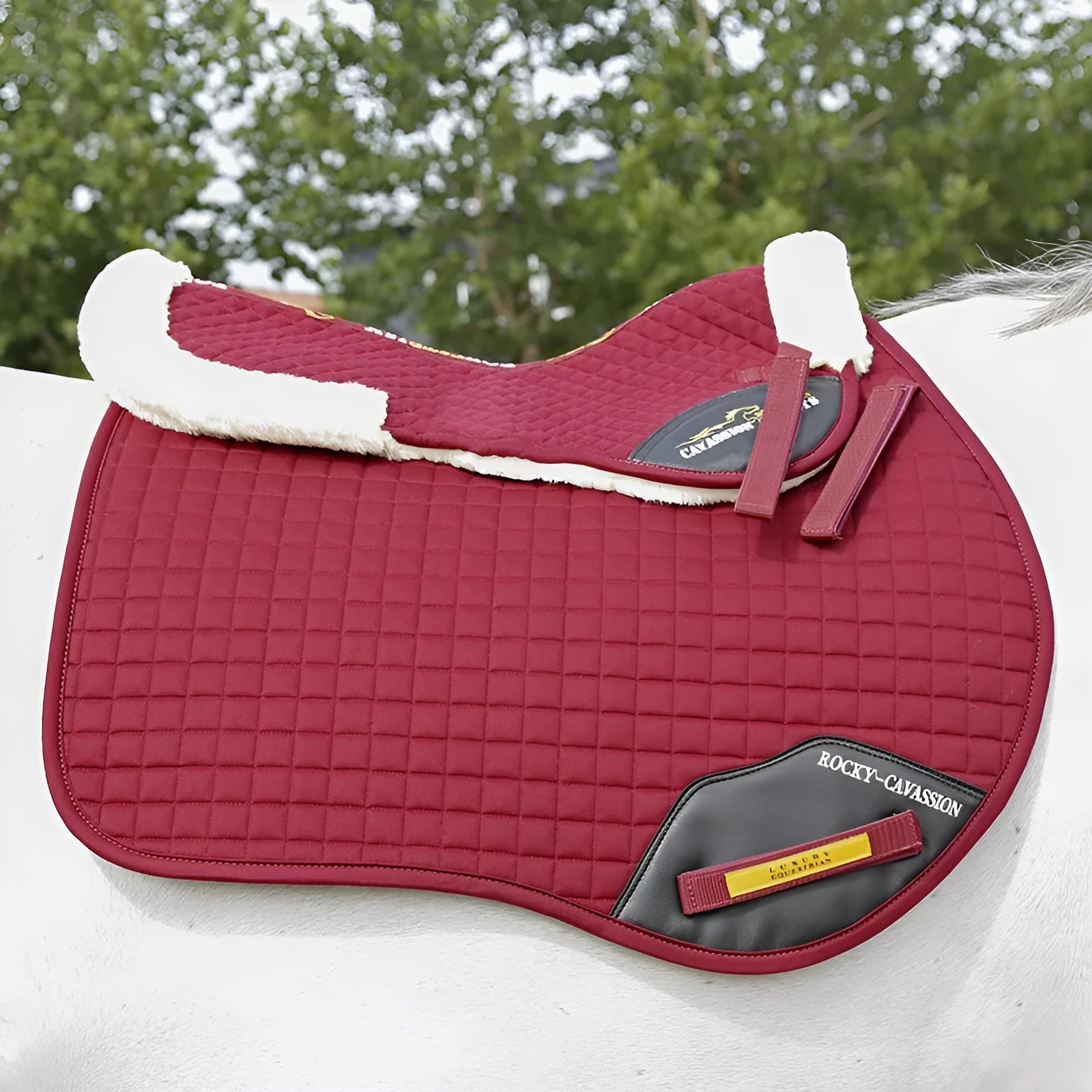 Riding saddle pad with shock absorption in wool blend fabric for equestrian and cycling