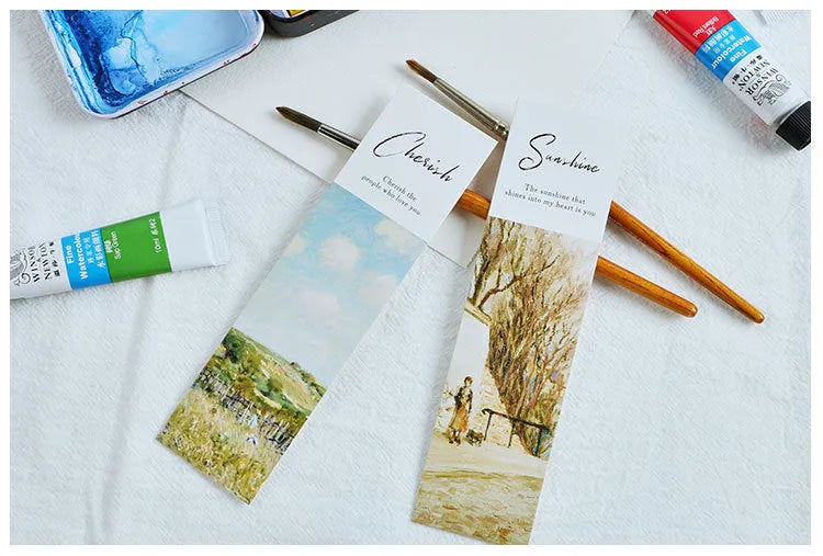 Creative art paper bookmark set 40x150mm 350g thick white cardboard 30 sheets assorted designs