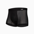 Men's seamless antibacterial sports underwear shorts in black, blue, green, and silver colours.