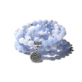 Natural stone bracelet with geometric lotus design in vintage literary style for women