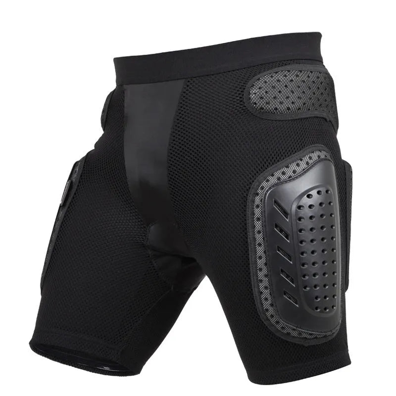 Black cycling hip protection pants with multifunctional padded design for sports safety