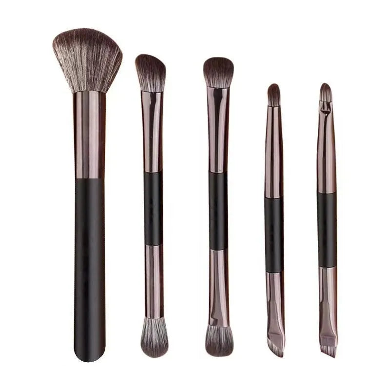 Multifunctional makeup brush suit with mirror in pink boxed kit featuring multiple artificial fibre eyeshadow brushes