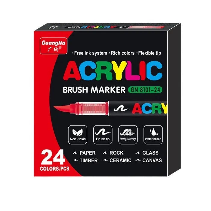 Set of straight liquid acrylic marker pens for art and graffiti in multiple colours