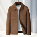 Men's slim fit lapel collar casual coat in thickened Vinylon fabric, shown in dark blue colour.