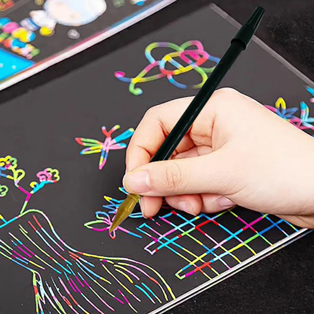 White PS plastic scratch art pen for children's drawing and rainbow craft projects