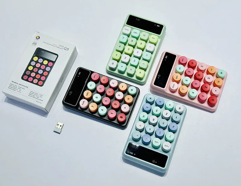 Mini portable wireless keyboard in Macaron colours including mixed bright green on ABS plastic with universal compatibility