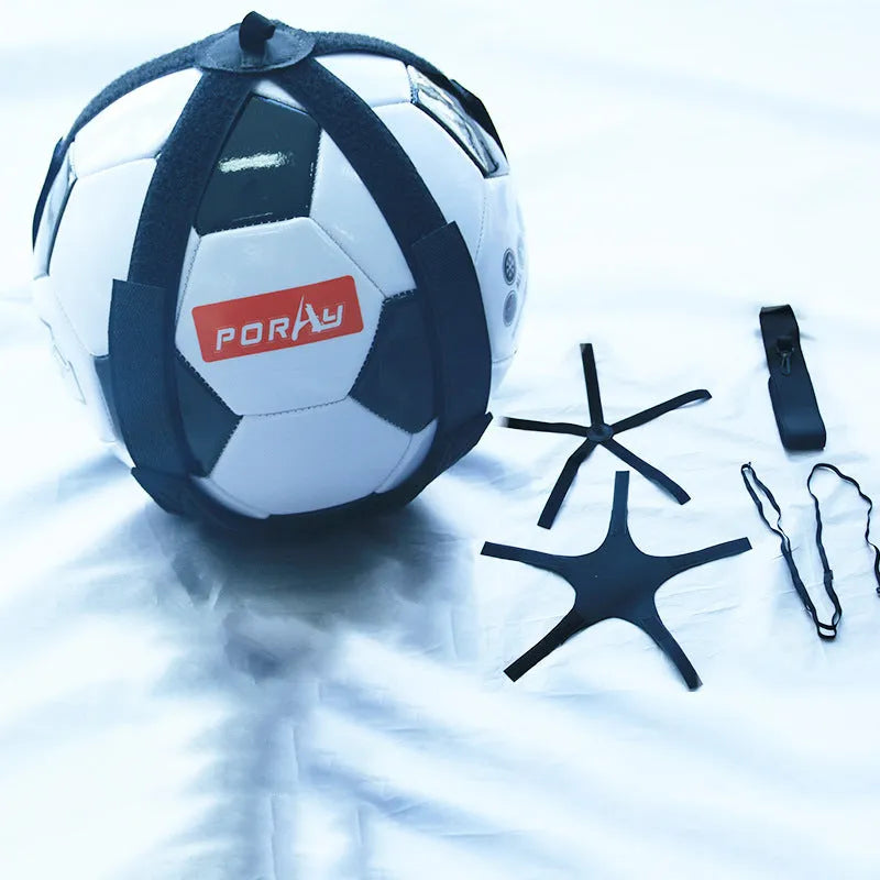 Black football juggling belt with adjustable strap for solo training practice