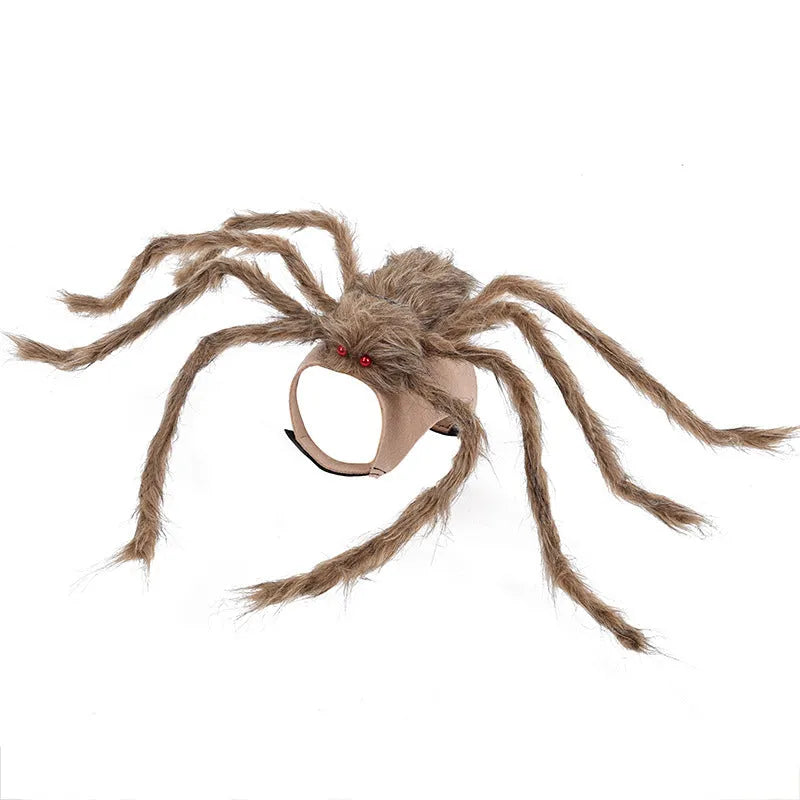 Halloween pet costume shaped like a big spider with eight legs, shown in grey colour.
