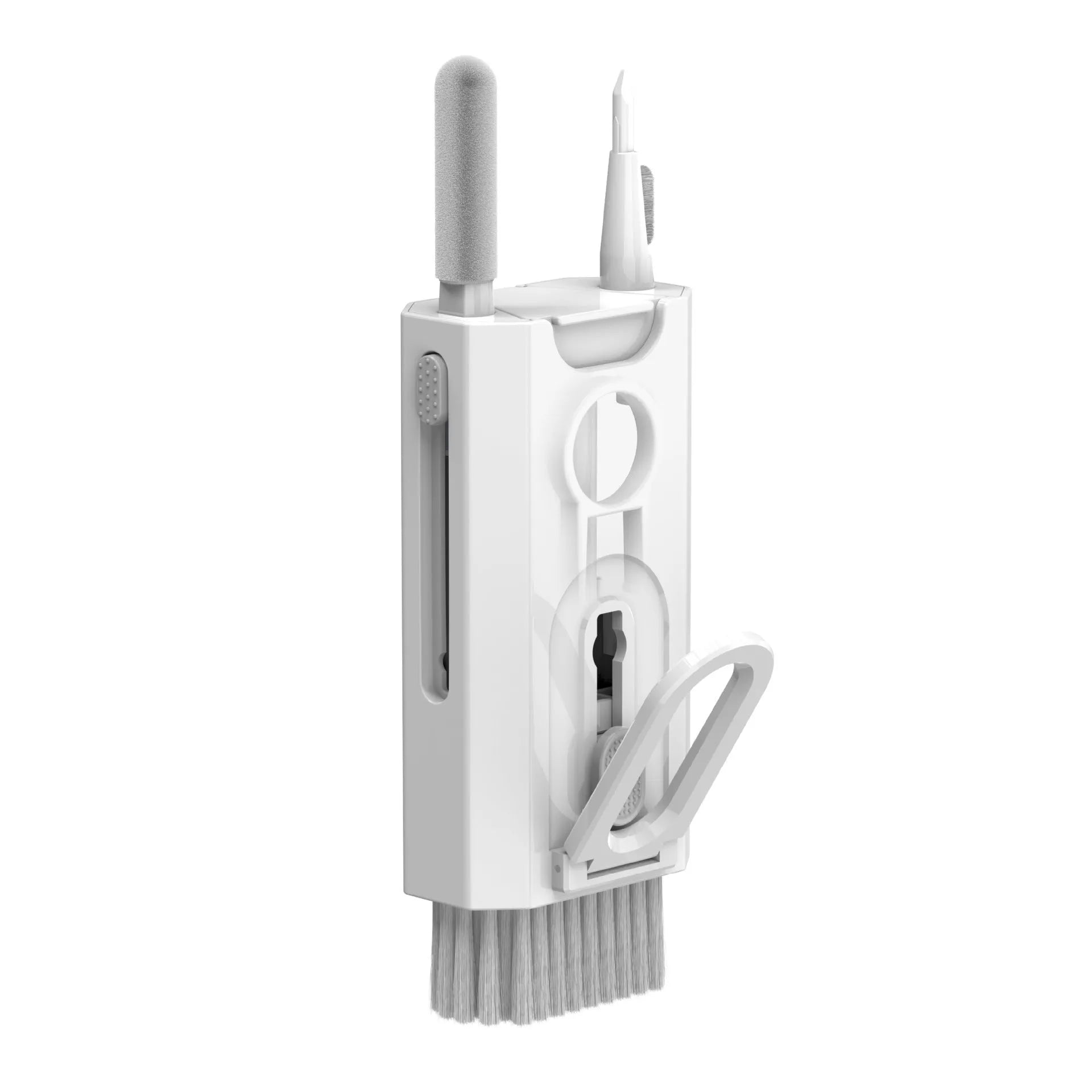 Q6 and Q8 multifunctional cleaning sets for headphones and screens in blue, white, and black