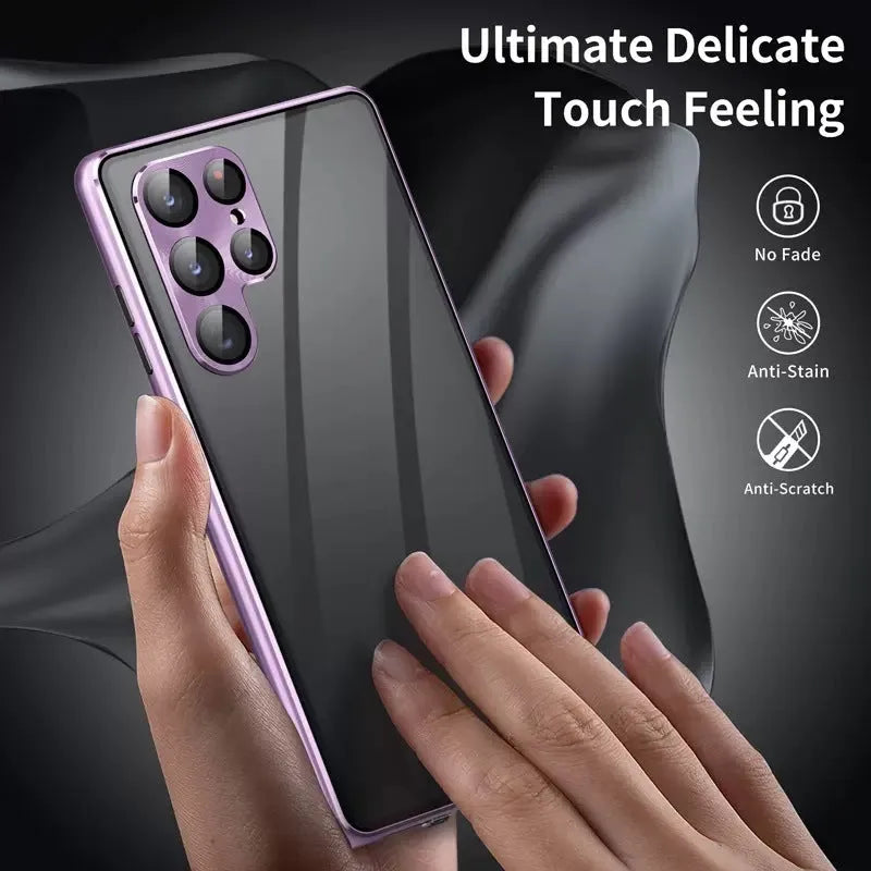 Magnetic phone case with privacy mirror for Samsung Galaxy phones in multiple colour options