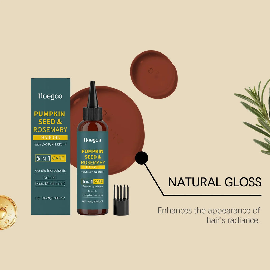 Rosemary hair care essential oil kit showing 100ml bottle, pointed applicator tip, and hair comb