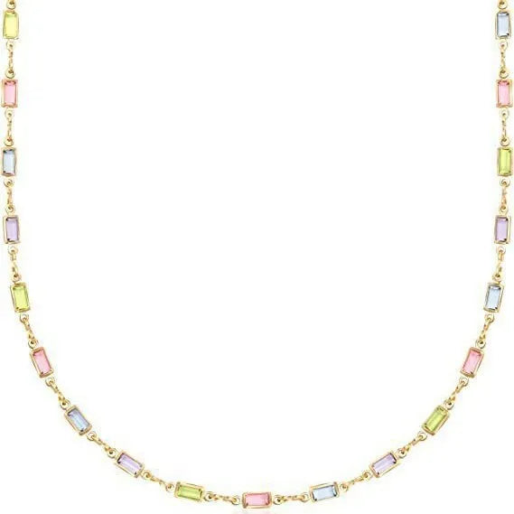 Geometric glass pendant necklace on adjustable alloy chain with electroplated finish