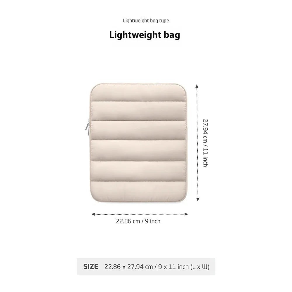 Puff bag laptop sleeve for 9.7-11 inch devices with elastic sides in black colour