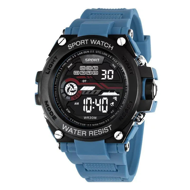 Fashion electronic watch for teenagers and students with digital display and colour options