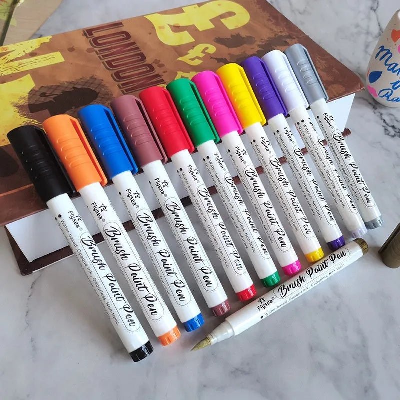 Set of soft head gouache pens with pressure-free acrylic tips for hand accounting and art projects
