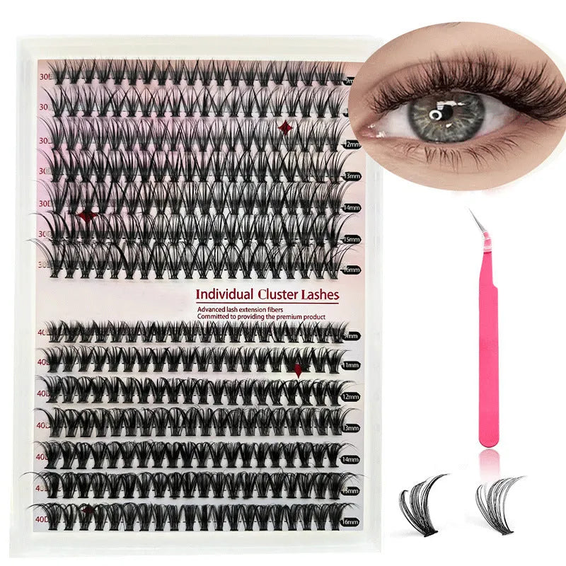DIY cluster lashes mixed package false eyelashes 30D 40D high-grade fiber 9-16mm with tweezers