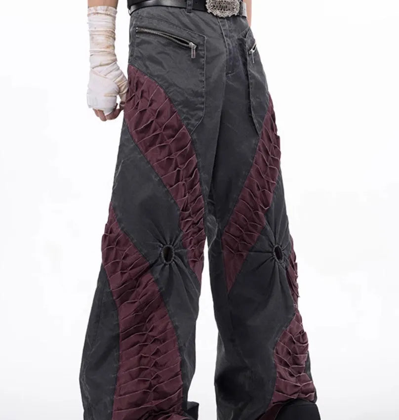 Retro three-dimensional keel casual pants in solid colour rayon fabric for men summer sports