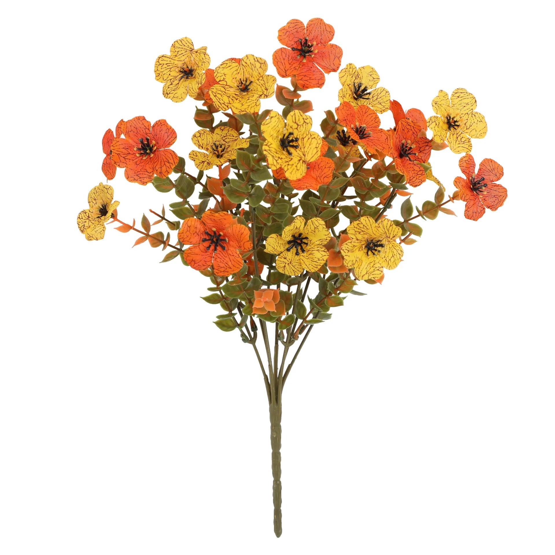 Plastic silk artificial flower bouquet in autumn colours for wedding and home decoration