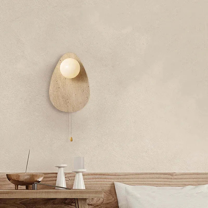 Yellow cave stone marble LED wall lamp for bedroom background decoration with warm light