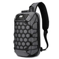 New sports chest bag in black made of Oxford cloth with zipper closure and multiple pockets, medium size 17x20x35.5cm
