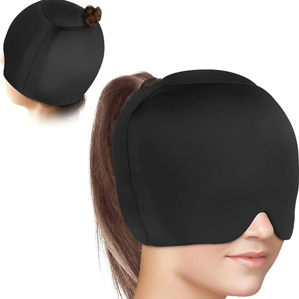 Solid colour cold compress cap with fully enclosed design for head cooling therapy