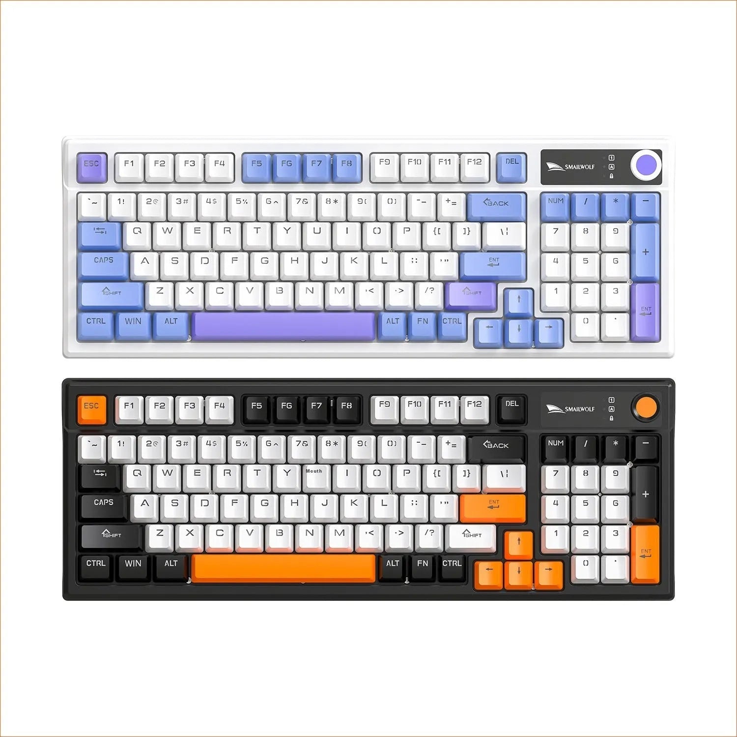 SK15 wired mechanical keyboard with control knobs in Autumn Water Blue colour for laptop gaming
