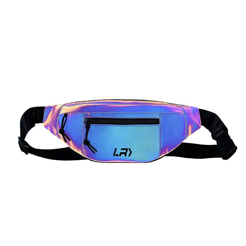 Blue reflective crossbody cycling chest bag with open pocket and soft handle
