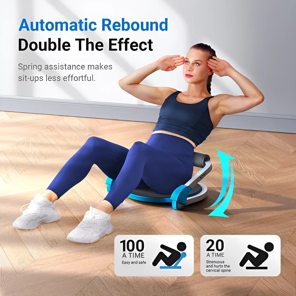 Mini multifunctional abdominal fitness device shown in red and sky blue colour options.