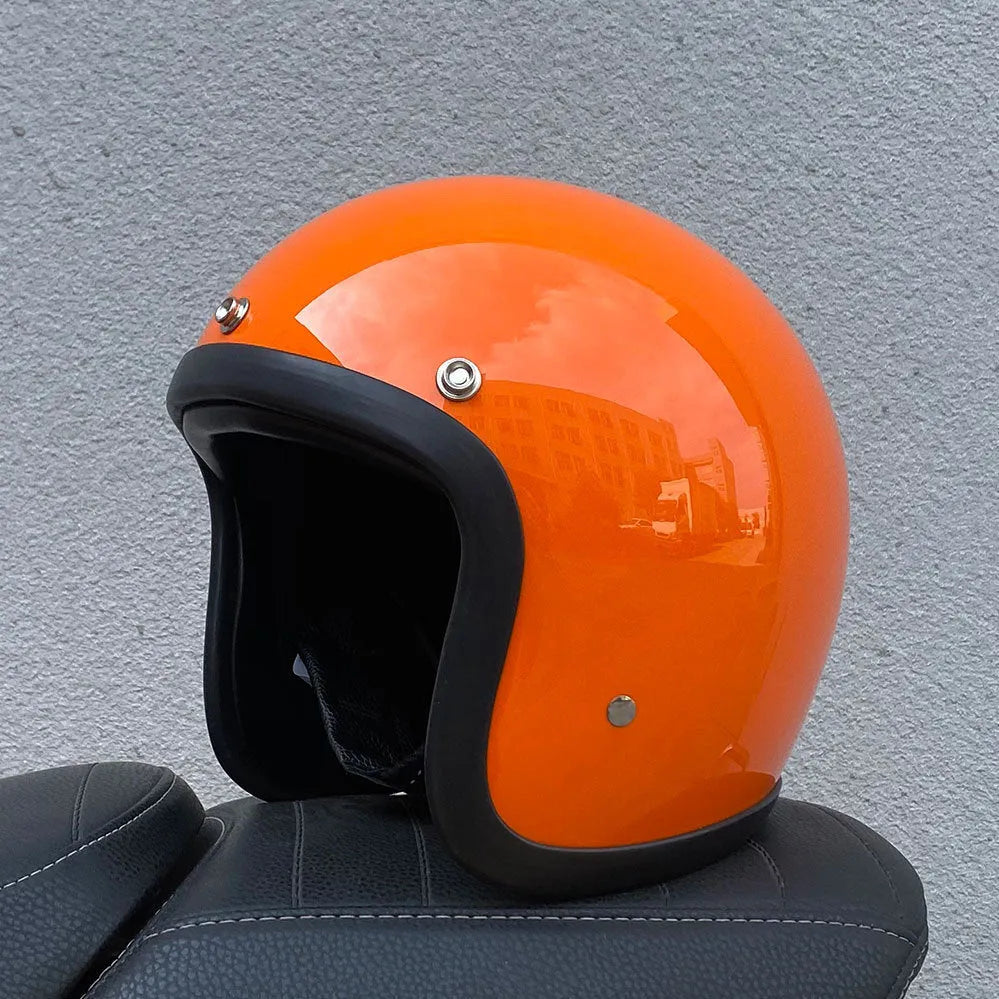 FRP retro-style half motorcycle helmet for electric bike commuting in multiple colour options