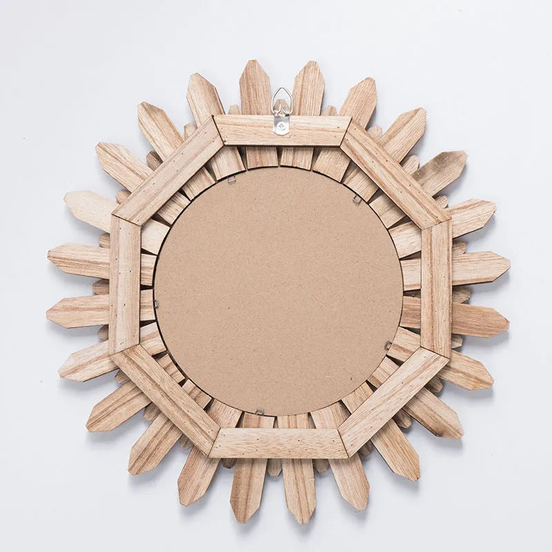 European-style solid wood hanging mirror with handmade finish, baked colour, diameter 30cm 43cm 50cm