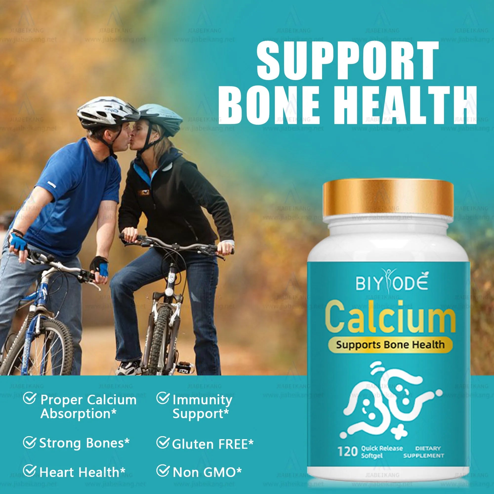 Bone and joint health calcium soft capsules in a bottle, 1000mg, custom colour available