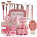 40pcs makeup brush set in brown, pink, and purple with hydrophilic non-latex bristles