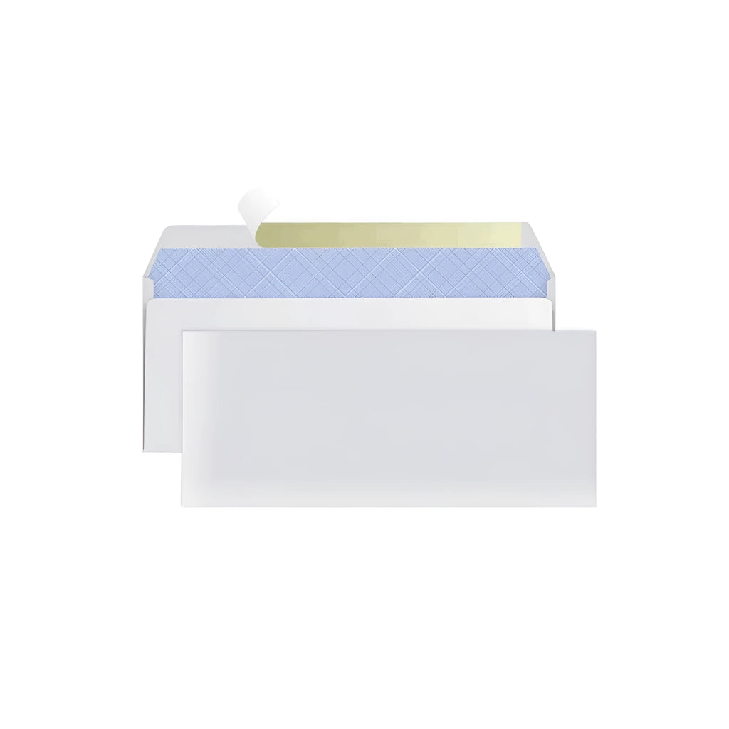 Blue anti-opening security envelope with self-adhesive closure measuring 105x240mm