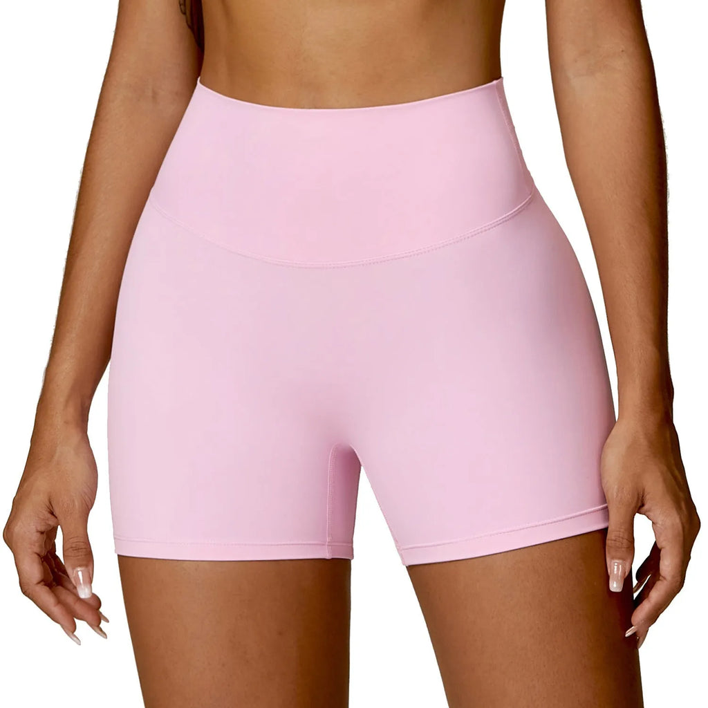 High waist yoga shorts in Advanced Black colour with belly-contracting and peach hip lifting design