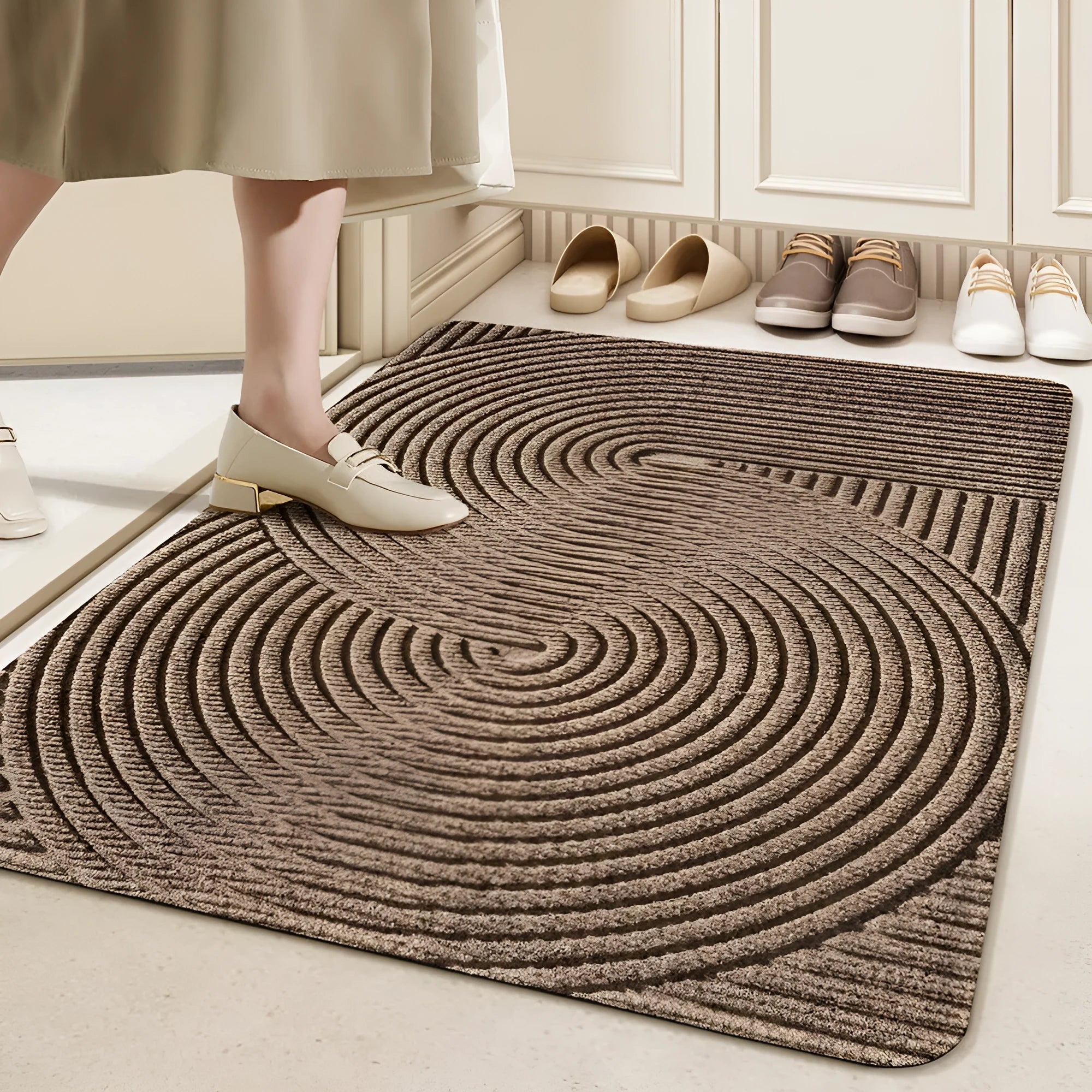 Alien-shaped entrance carpet with cartoon pattern in green colour, 60x90cm diatom oil floor mat
