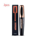Black waterproof and sweat-proof mascara tube showing thick curling formula application