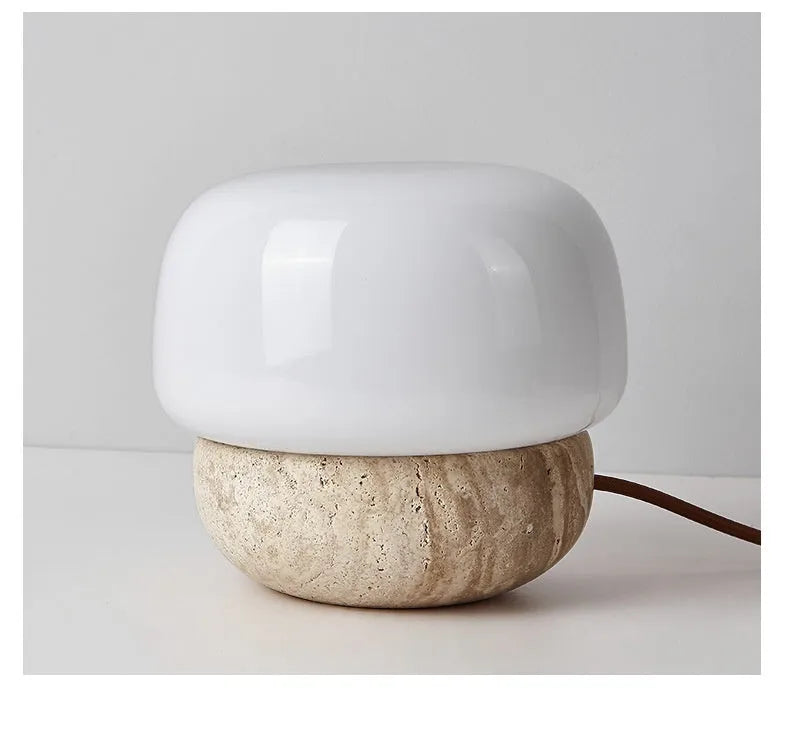 Cream retro bedside lamp with button switch showing 18x17cm dimensions