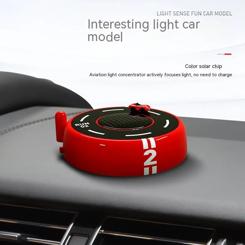 Round solar-powered car aromatherapy decoration with light model in black, red or white