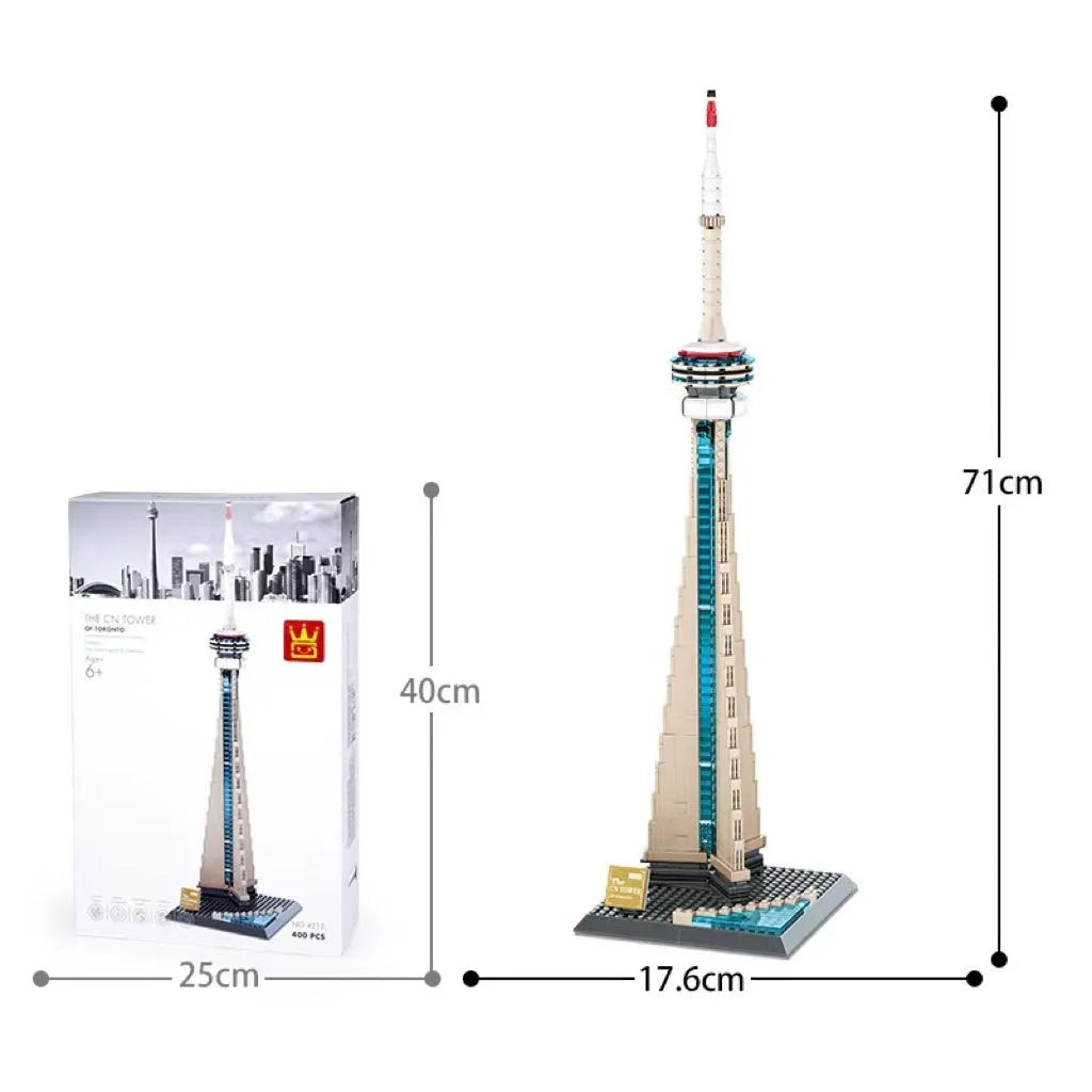 Wange building block street view set with over 800 plastic pieces in colour box packaging