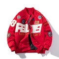 Motorcycle baseball uniform jacket in black with removable hood and side seam pockets