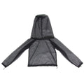 Mesh anti mosquito suit four-piece set showing hooded top, pants, and booties for outdoor activities.